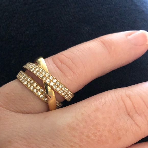 18K BA Gold Band Diamond Row Ring Fits: 7.5 - Picture 7 of 9